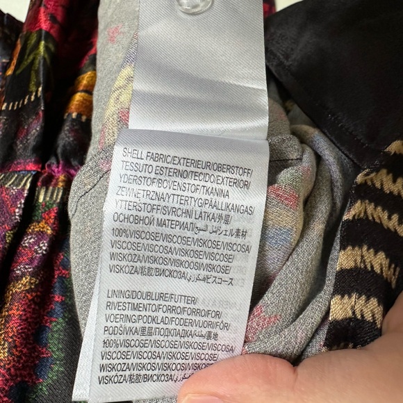 Farm Rio Mixed Scarves Satin Wrap Tassel Tie Dress, size XS - Picture 7 of 7